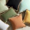 imagePhantoscope Pack of 2 Farmhouse Decorative Throw Decorative Pillow Cover Burlap Linen Trimmed Tailored Edges Sage Green 18 x 18 inches 45 x 45 cmMustard Yellow