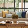 imagePhantoscope Pack of 2 Farmhouse Decorative Throw Decorative Pillow Cover Burlap Linen Trimmed Tailored Edges Sage Green 18 x 18 inches 45 x 45 cmMustard Yellow