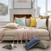 imagePhantoscope Pack of 2 Farmhouse Decorative Throw Decorative Pillow Cover Burlap Linen Trimmed Tailored Edges Sage Green 18 x 18 inches 45 x 45 cmNavy Blue