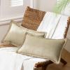 imagePhantoscope Pack of 2 Farmhouse Decorative Throw Decorative Pillow Cover Burlap Linen Trimmed Tailored Edges Sage Green 18 x 18 inches 45 x 45 cmOatmeal