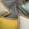 imagePhantoscope Pack of 2 Farmhouse Decorative Throw Decorative Pillow Cover Burlap Linen Trimmed Tailored Edges Sage Green 18 x 18 inches 45 x 45 cmOatmeal