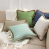 imagePhantoscope Pack of 2 Farmhouse Decorative Throw Decorative Pillow Cover Burlap Linen Trimmed Tailored Edges Sage Green 18 x 18 inches 45 x 45 cmOatmeal