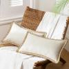 imagePhantoscope Pack of 2 Farmhouse Decorative Throw Decorative Pillow Cover Burlap Linen Trimmed Tailored Edges Sage Green 18 x 18 inches 45 x 45 cmOff White