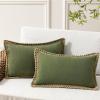 imagePhantoscope Pack of 2 Farmhouse Decorative Throw Decorative Pillow Cover Burlap Linen Trimmed Tailored Edges Sage Green 18 x 18 inches 45 x 45 cmOlive Green