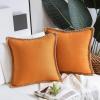 imagePhantoscope Pack of 2 Farmhouse Decorative Throw Decorative Pillow Cover Burlap Linen Trimmed Tailored Edges Sage Green 18 x 18 inches 45 x 45 cmOrange