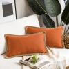 imagePhantoscope Pack of 2 Farmhouse Decorative Throw Decorative Pillow Cover Burlap Linen Trimmed Tailored Edges Sage Green 18 x 18 inches 45 x 45 cmOrange