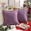 imagePhantoscope Pack of 2 Farmhouse Decorative Throw Decorative Pillow Cover Burlap Linen Trimmed Tailored Edges Sage Green 18 x 18 inches 45 x 45 cmPurple