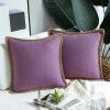 imagePhantoscope Pack of 2 Farmhouse Decorative Throw Decorative Pillow Cover Burlap Linen Trimmed Tailored Edges Sage Green 18 x 18 inches 45 x 45 cmPurple