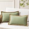 imagePhantoscope Pack of 2 Farmhouse Decorative Throw Decorative Pillow Cover Burlap Linen Trimmed Tailored Edges Sage Green 18 x 18 inches 45 x 45 cmSage Green