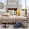 imagePhantoscope Pack of 2 Farmhouse Decorative Throw Decorative Pillow Cover Burlap Linen Trimmed Tailored Edges Sage Green 18 x 18 inches 45 x 45 cmYellow
