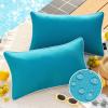 imagePhantoscope Pack of 2 Outdoor Waterproof Throw Pillow Covers with Contrast Piping Decorative Square Cushion Case Patio Pillows for Couch Tent Sunbrella Sage Green 18x18 inchesTeal Blue