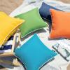imagePhantoscope Pack of 2 Outdoor Waterproof Throw Pillow Covers with Contrast Piping Decorative Square Cushion Case Patio Pillows for Couch Tent Sunbrella Sage Green 18x18 inchesTeal Blue