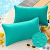 imagePhantoscope Pack of 2 Outdoor Waterproof Throw Pillow Covers with Contrast Piping Decorative Square Cushion Case Patio Pillows for Couch Tent Sunbrella Sage Green 18x18 inchesTurquoise