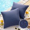 imagePhantoscope Pack of 2 Outdoor Waterproof Throw Pillow Covers with Contrast Piping Decorative Square Cushion Case Patio Pillows for Couch Tent Sunbrella Sage Green 18x18 inchesDark Blue