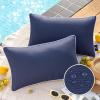 imagePhantoscope Pack of 2 Outdoor Waterproof Throw Pillow Covers with Contrast Piping Decorative Square Cushion Case Patio Pillows for Couch Tent Sunbrella Sage Green 18x18 inchesDark Blue