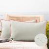 imagePhantoscope Pack of 2 Outdoor Waterproof Throw Pillow Covers with Contrast Piping Decorative Square Cushion Case Patio Pillows for Couch Tent Sunbrella Sage Green 18x18 inchesLight Grey