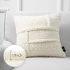 imagePhantoscope Pack of 2 Sherpa Throw Decorative Pillow Cover GeometricPattern Faux Fur Fluffy Cushion Cases Soft Pillow Cases for BedroomCouchNavy Blue 12 x 20 InchesOffwhite