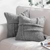 imagePhantoscope Pack of 2 Sherpa Throw Decorative Pillow Cover GeometricPattern Faux Fur Fluffy Cushion Cases Soft Pillow Cases for BedroomCouchNavy Blue 12 x 20 InchesLight Grey