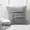 imagePhantoscope Pack of 2 Sherpa Throw Decorative Pillow Cover GeometricPattern Faux Fur Fluffy Cushion Cases Soft Pillow Cases for BedroomCouchNavy Blue 12 x 20 InchesLight Grey