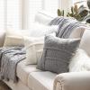 imagePhantoscope Pack of 2 Sherpa Throw Decorative Pillow Cover GeometricPattern Faux Fur Fluffy Cushion Cases Soft Pillow Cases for BedroomCouchNavy Blue 12 x 20 InchesWhite