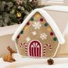 imagePhantoscope Gingerbread Series House Merry Christmas Throw Pillow Plush Faux Rabbit Fur Roof Embroidered Teddy Sherpa Gingerbread House With Color Light Xmas Decorative Shaped Pillow Beige 12x13 inBeige