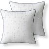 imagePhantoscope Outdoor Pillow Inserts Waterproof  Pack of 2 18x18 Inch Soft WaterResistant Striped Throw Pillow Inserts with Piping Decorative Square Cushion Form Stuffer for Patio Furniture GardenWhite