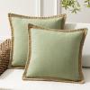 imagePhantoscope Pack of 2 Farmhouse Decorative Throw Decorative Pillow Cover Burlap Linen Trimmed Tailored Edges Sage Green 18 x 18 inches 45 x 45 cmSage Green