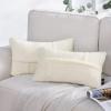imagePhantoscope Pack of 2 Sherpa Throw Decorative Pillow Cover GeometricPattern Faux Fur Fluffy Cushion Cases Soft Pillow Cases for BedroomCouchNavy Blue 12 x 20 InchesOffwhite