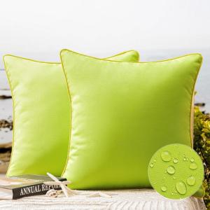 imagePhantoscope Pack of 2 Outdoor Waterproof Throw Pillow Covers with Contrast Piping Decorative Square Cushion Case Patio Pillows for Couch Tent Sunbrella Sage Green 18x18 inchesLime Green
