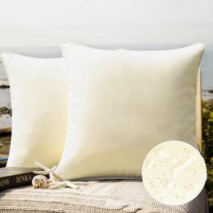 imagePhantoscope Pack of 2 Outdoor Waterproof Throw Pillow Covers with Contrast Piping Decorative Square Cushion Case Patio Pillows for Couch Tent Sunbrella Sage Green 18x18 inchesCream Cheese