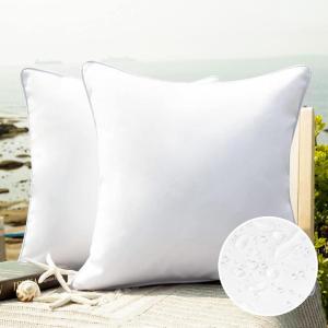 imagePhantoscope Pack of 2 Outdoor Waterproof Throw Pillow Covers with Contrast Piping Decorative Square Cushion Case Patio Pillows for Couch Tent Sunbrella Sage Green 18x18 inchesWhite