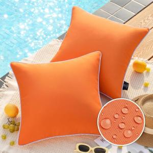 imagePhantoscope Pack of 2 Outdoor Waterproof Throw Pillow Covers with Contrast Piping Decorative Square Cushion Case Patio Pillows for Couch Tent Sunbrella Sage Green 18x18 inchesOrange