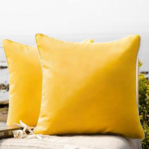 imagePhantoscope Pack of 2 Outdoor Waterproof Throw Pillow Covers with Contrast Piping Decorative Square Cushion Case Patio Pillows for Couch Tent Sunbrella Sage Green 18x18 inchesYellow
