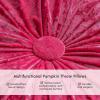 imagePhantoscope Round Throw Pillow Handcrafted Pumpkin Velvet Floor Pillow Couch Bed and Chair Hot Pink 16 x 16 inches 40 x 40 cm