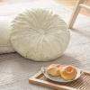 imagePhantoscope Round Throw Pillow Handcrafted Pumpkin Velvet Floor Pillow Couch Bed and Chair White 16 x 16 inches 40 x 40 cm