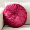 imagePhantoscope Round Throw Pillow Handcrafted Pumpkin Velvet Floor Pillow Couch Bed and Chair Hot Pink 16 x 16 inches 40 x 40 cm