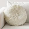 imagePhantoscope Round Throw Pillow Handcrafted Pumpkin Velvet Floor Pillow Couch Bed and Chair White 16 x 16 inches 40 x 40 cm