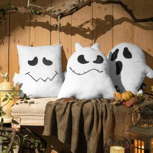 imagePhantoscope Pack of 3 Halloween Ghost Decorative Throw Pillows Cute Spooky Shaped 3D Print Cushion White