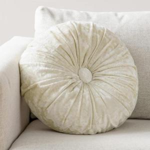 imagePhantoscope Round Throw Pillow Handcrafted Pumpkin Velvet Floor Pillow Couch Bed and Chair White 16 x 16 inches 40 x 40 cm