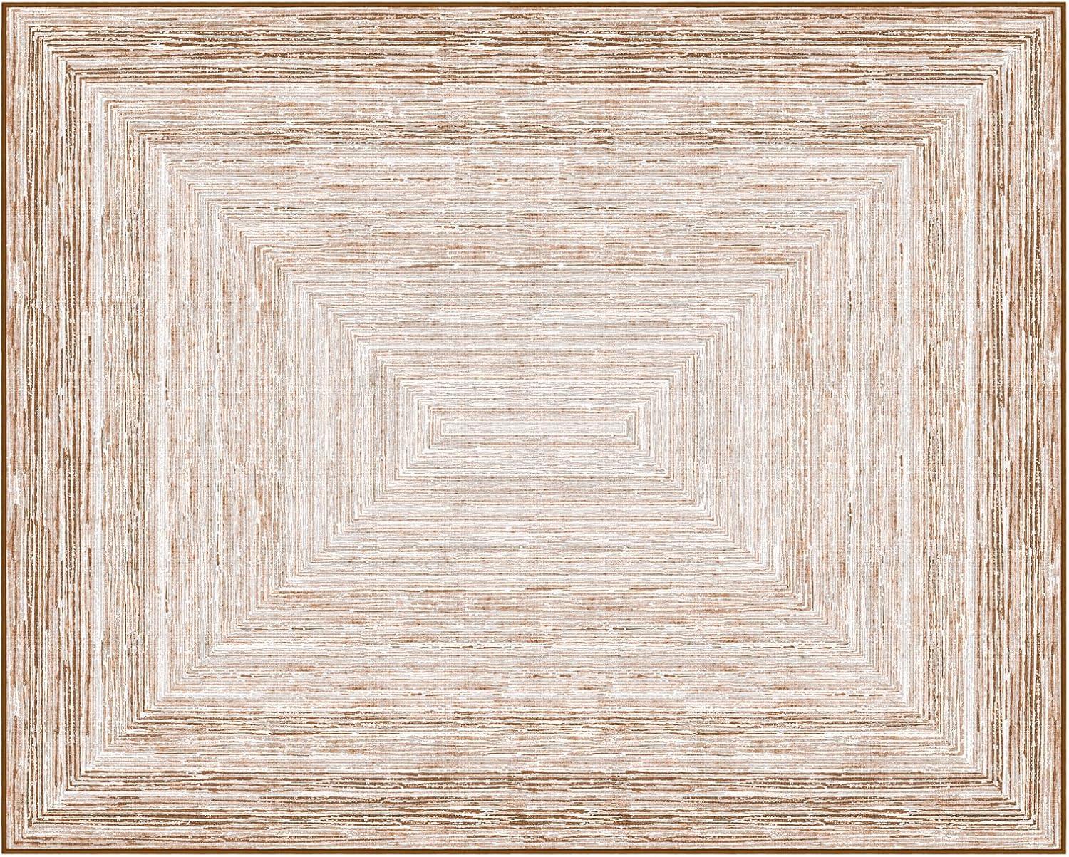 imagePhantoscope Modern Area Rug 9x12  Abstract Tribal Motif Geometric Blocks Pattern Washable NonSlip Rugs for Living Room Bedroom Dining Room Vintage LowPile Floor Carpet Warm TerracottaCreamNeutral BeigeRust