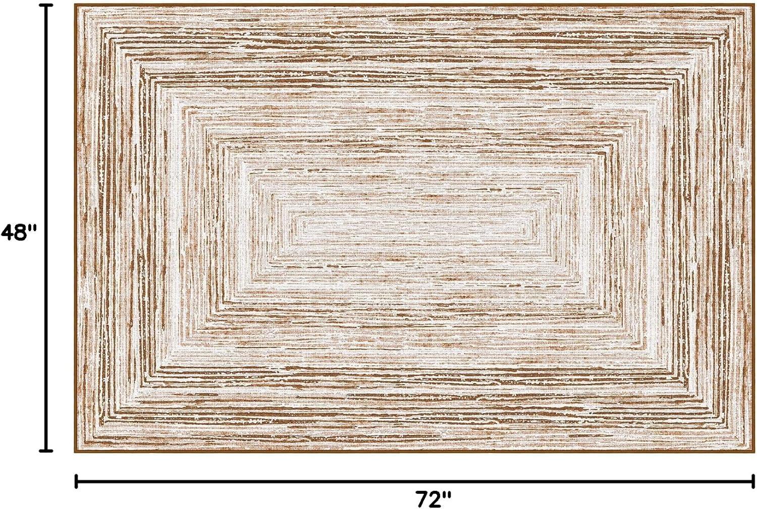 imagePhantoscope Modern Area Rug 9x12  Abstract Tribal Motif Geometric Blocks Pattern Washable NonSlip Rugs for Living Room Bedroom Dining Room Vintage LowPile Floor Carpet Warm TerracottaCreamNeutral BeigeRust