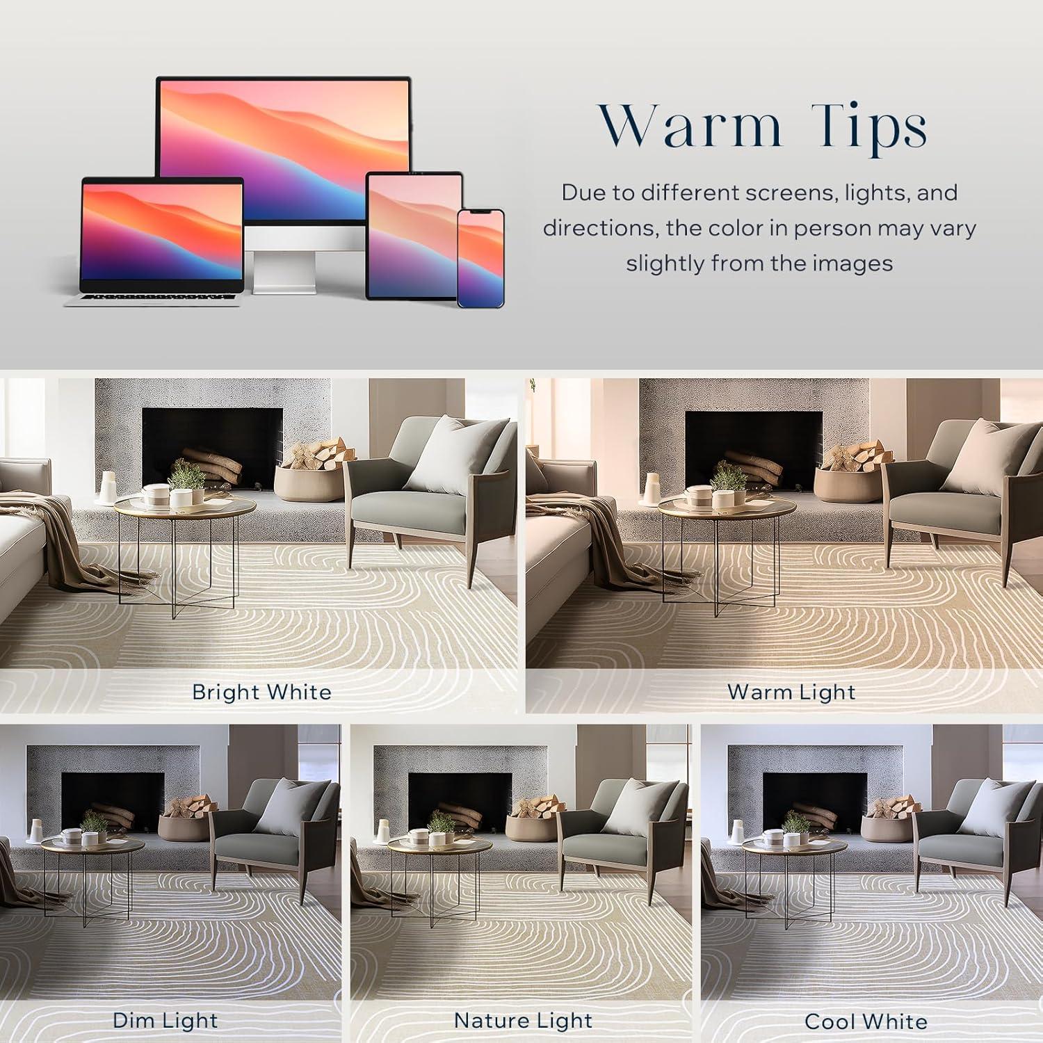 imagePhantoscope Modern Area Rug 9x12  Abstract Tribal Motif Geometric Blocks Pattern Washable NonSlip Rugs for Living Room Bedroom Dining Room Vintage LowPile Floor Carpet Warm TerracottaCreamBeigeIvory Line