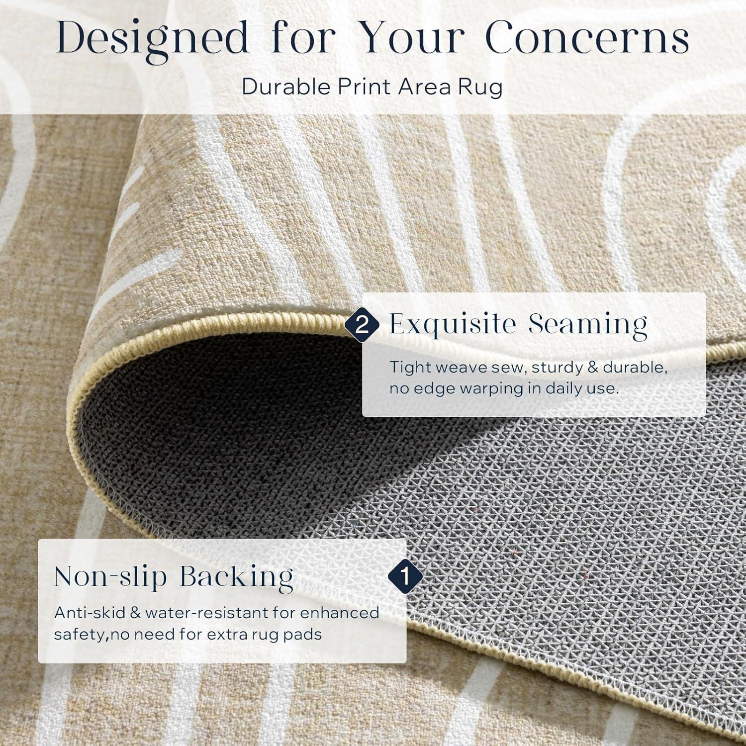 imagePhantoscope Modern Area Rug 9x12  Abstract Tribal Motif Geometric Blocks Pattern Washable NonSlip Rugs for Living Room Bedroom Dining Room Vintage LowPile Floor Carpet Warm TerracottaCreamBeigeIvory Line