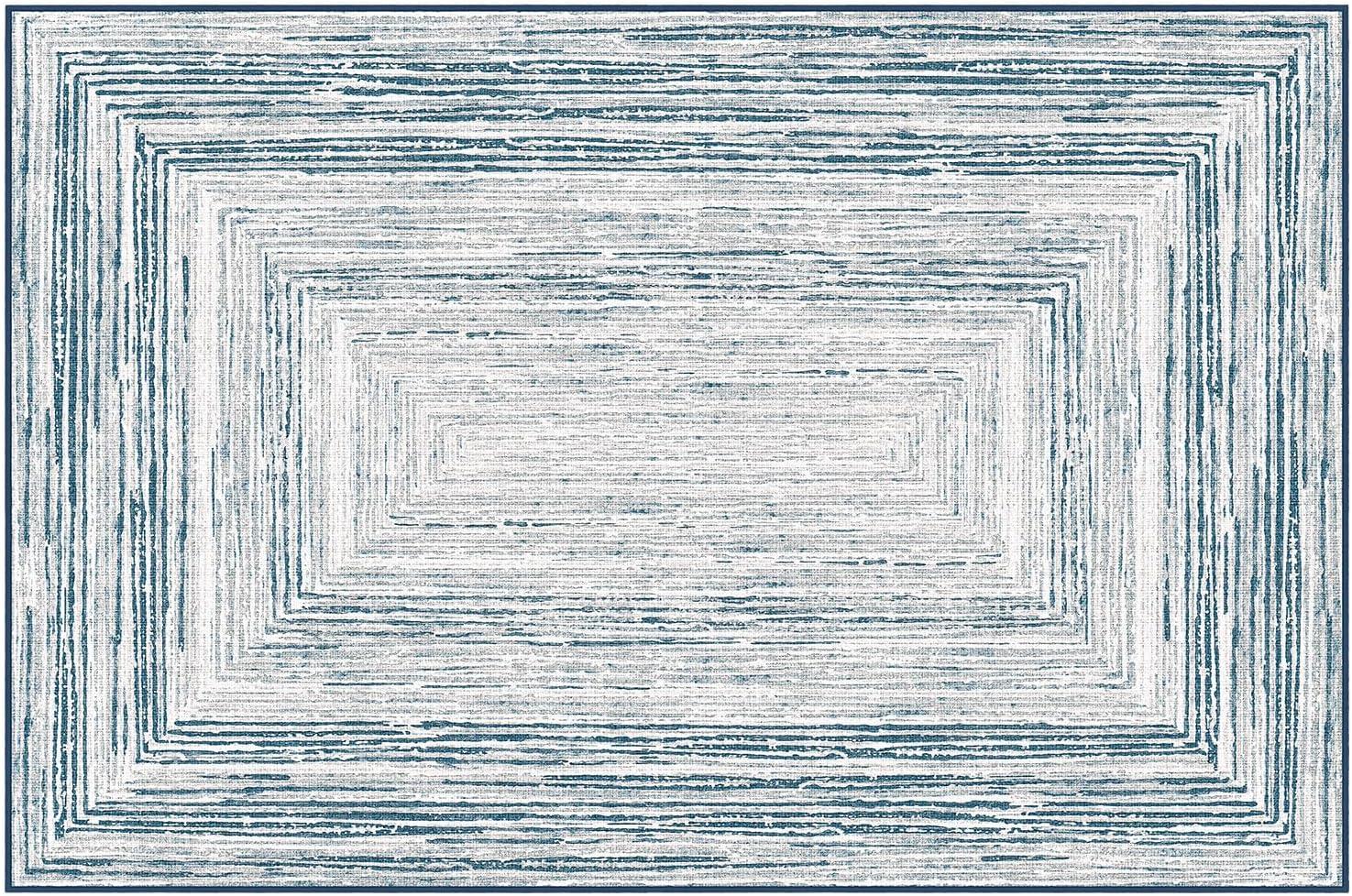 imagePhantoscope Modern Area Rug 9x12  Abstract Tribal Motif Geometric Blocks Pattern Washable NonSlip Rugs for Living Room Bedroom Dining Room Vintage LowPile Floor Carpet Warm TerracottaCreamCoastal BlueGrey