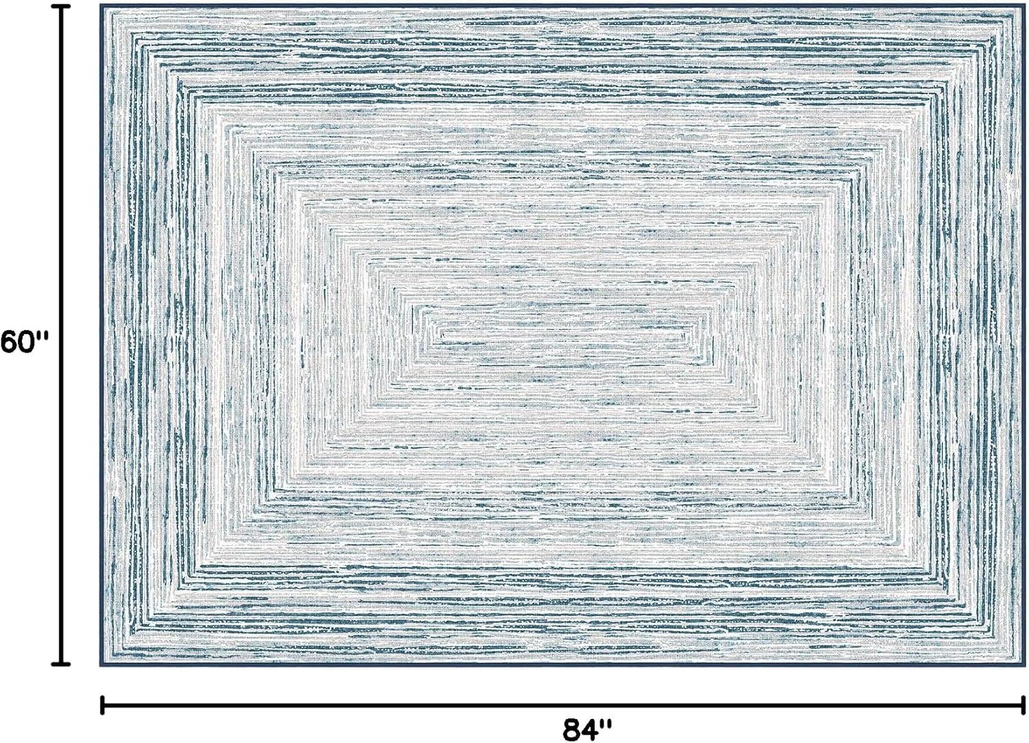 imagePhantoscope Modern Area Rug 9x12  Abstract Tribal Motif Geometric Blocks Pattern Washable NonSlip Rugs for Living Room Bedroom Dining Room Vintage LowPile Floor Carpet Warm TerracottaCreamCoastal BlueGrey