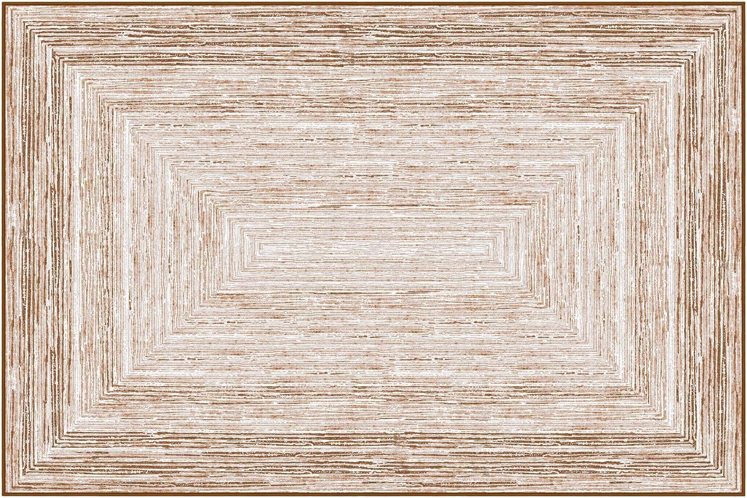 imagePhantoscope Modern Area Rug 9x12  Abstract Tribal Motif Geometric Blocks Pattern Washable NonSlip Rugs for Living Room Bedroom Dining Room Vintage LowPile Floor Carpet Warm TerracottaCreamNeutral BeigeRust