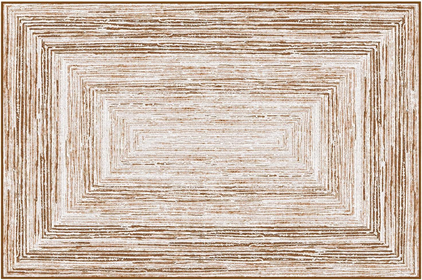 imagePhantoscope Modern Area Rug 9x12  Abstract Tribal Motif Geometric Blocks Pattern Washable NonSlip Rugs for Living Room Bedroom Dining Room Vintage LowPile Floor Carpet Warm TerracottaCreamNeutral BeigeRust