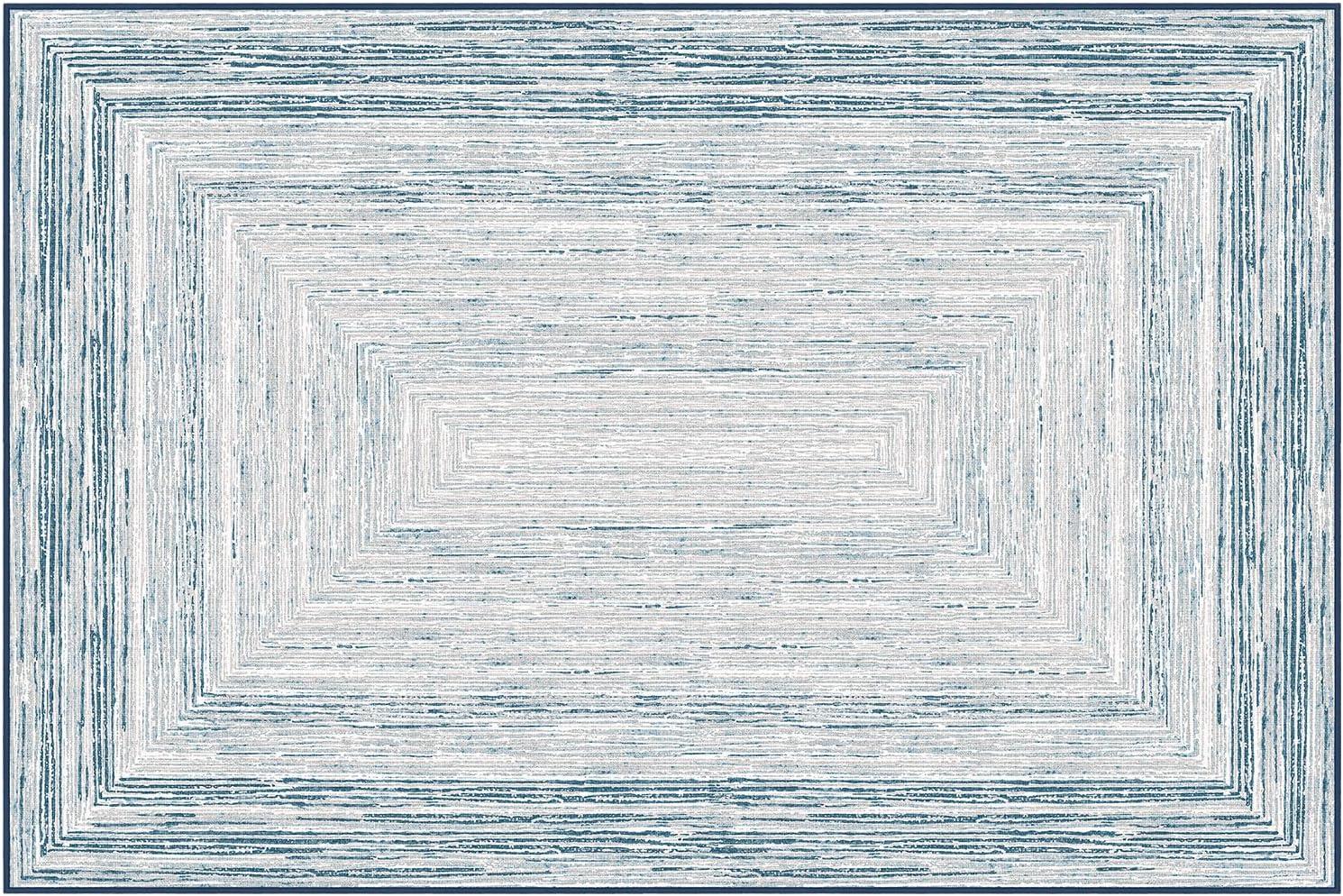 imagePhantoscope Modern Area Rug 9x12  Abstract Tribal Motif Geometric Blocks Pattern Washable NonSlip Rugs for Living Room Bedroom Dining Room Vintage LowPile Floor Carpet Warm TerracottaCreamCoastal BlueGrey