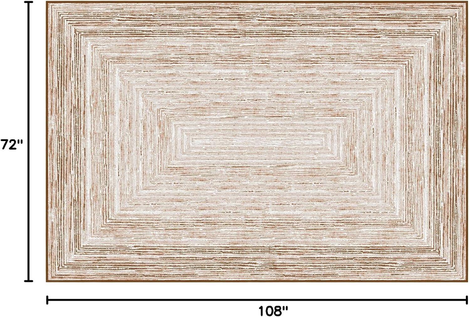 imagePhantoscope Modern Area Rug 9x12  Abstract Tribal Motif Geometric Blocks Pattern Washable NonSlip Rugs for Living Room Bedroom Dining Room Vintage LowPile Floor Carpet Warm TerracottaCreamNeutral BeigeRust