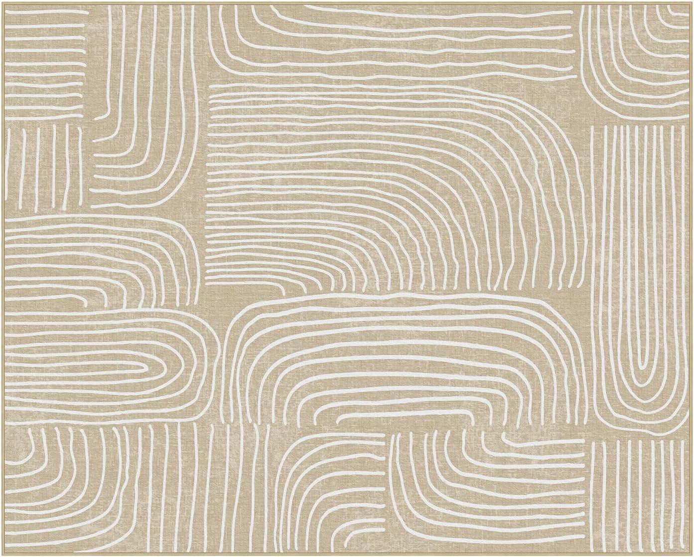 imagePhantoscope Modern Area Rug 9x12  Abstract Tribal Motif Geometric Blocks Pattern Washable NonSlip Rugs for Living Room Bedroom Dining Room Vintage LowPile Floor Carpet Warm TerracottaCreamBeigeIvory Line